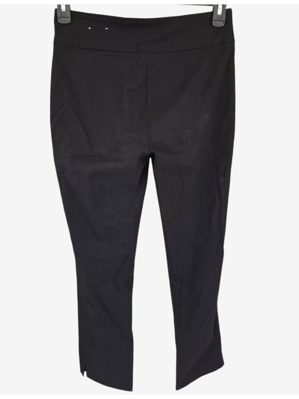 Roz & Ali Cropped Pull On Pants Wide Waistband Black Stretch Fabric